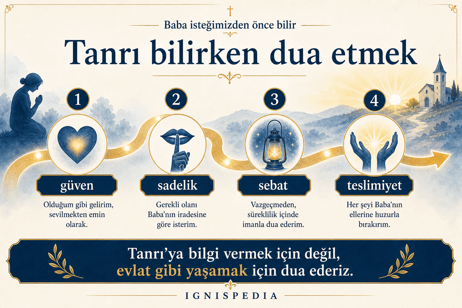İnfografik: dua içinde güven, sadelik, sebat ve teslimiyet