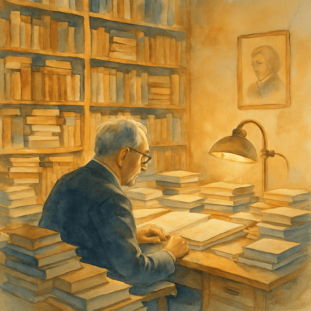 Karl Barth in his Basel study writing the Kirchliche Dogmatik