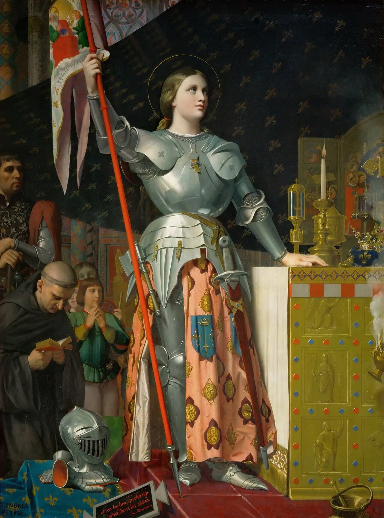 Joana d Arc na coroação de Carlos VII, pintura de Jean-Auguste-Dominique Ingres