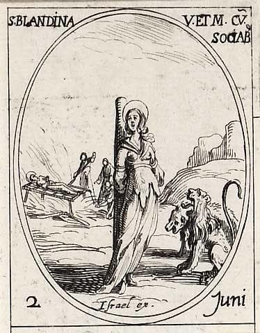 O martírio de Santa Blandina em Lião, gravura de Jacques Callot