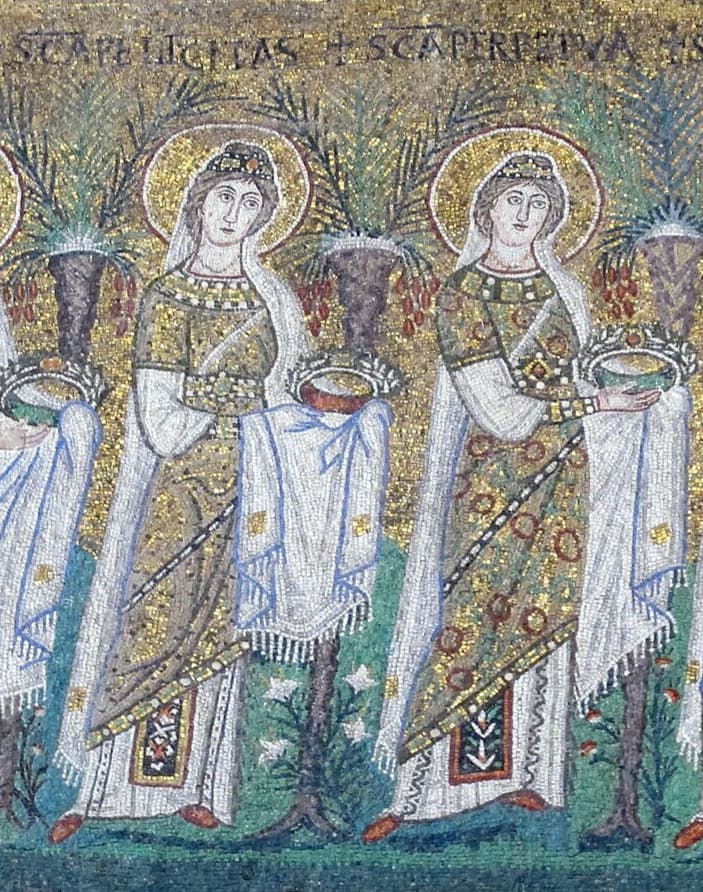 Santas Perpétua e Felicidade, mosaico bizantino em Sant Apollinare Nuovo, Ravena