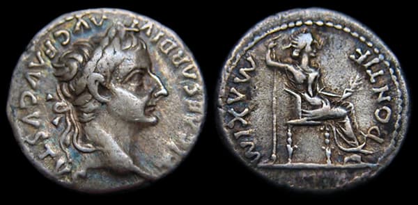 Silberdenar des Kaisers Tiberius, der Zinsgroschen des Evangeliums