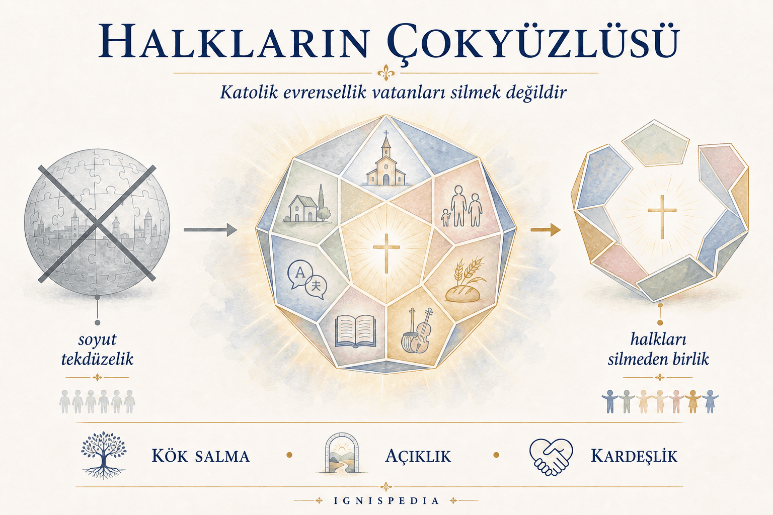 Çokyüzlü şekil görseli: Her halkın kendi yüzünü koruduğu halkların birliği