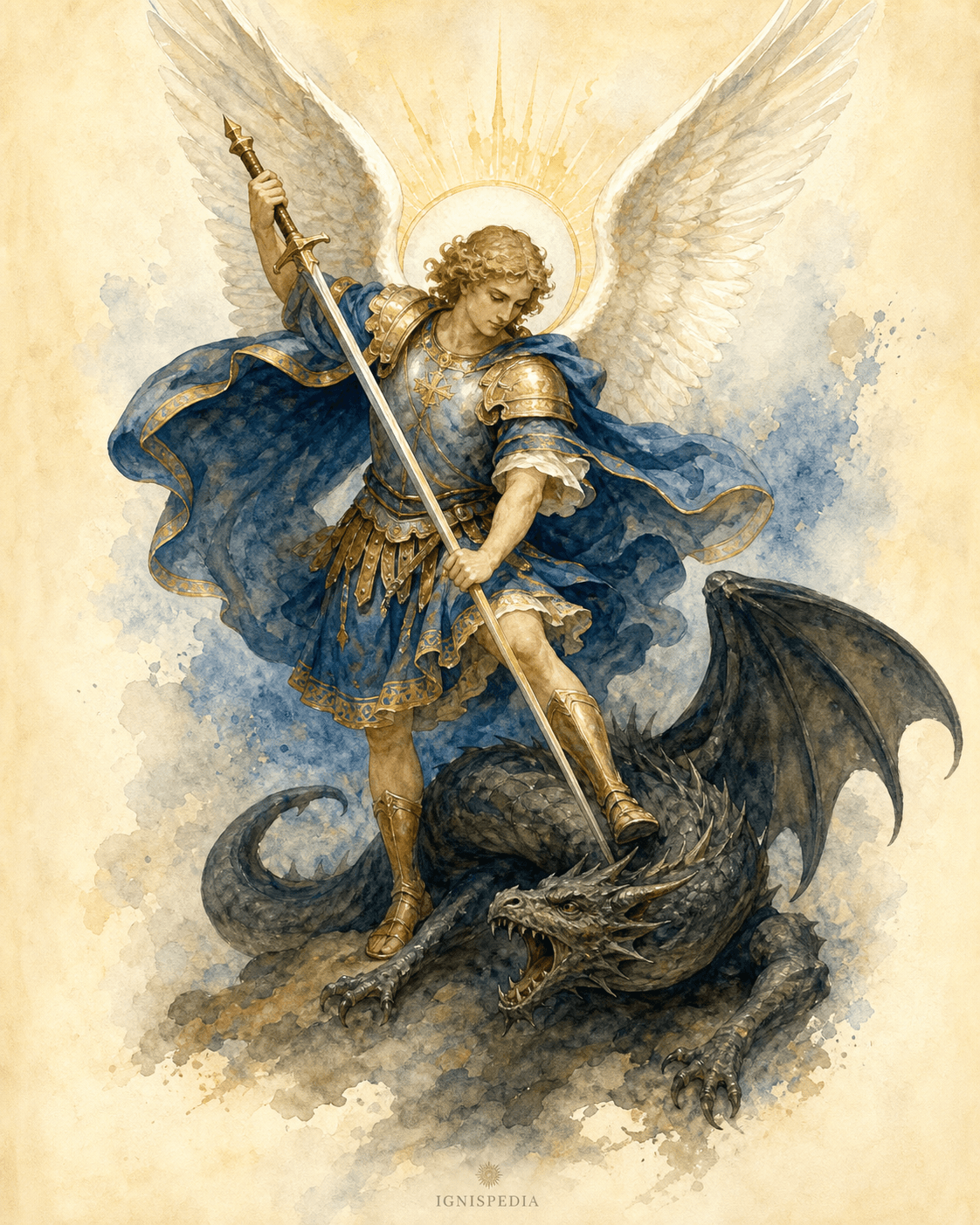 Saint Michael slaying the dragon — image of victory over Satan and the fallen angels
