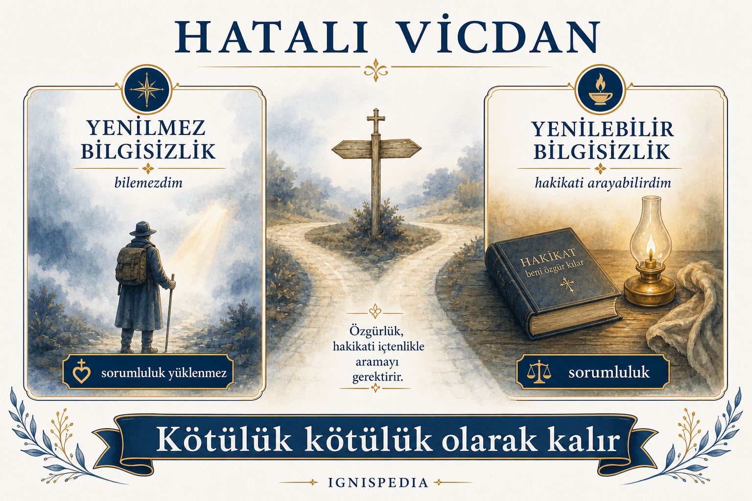 İnfografik — yanlış vicdan, yenilmez cehalet ve yenilebilir cehalet
