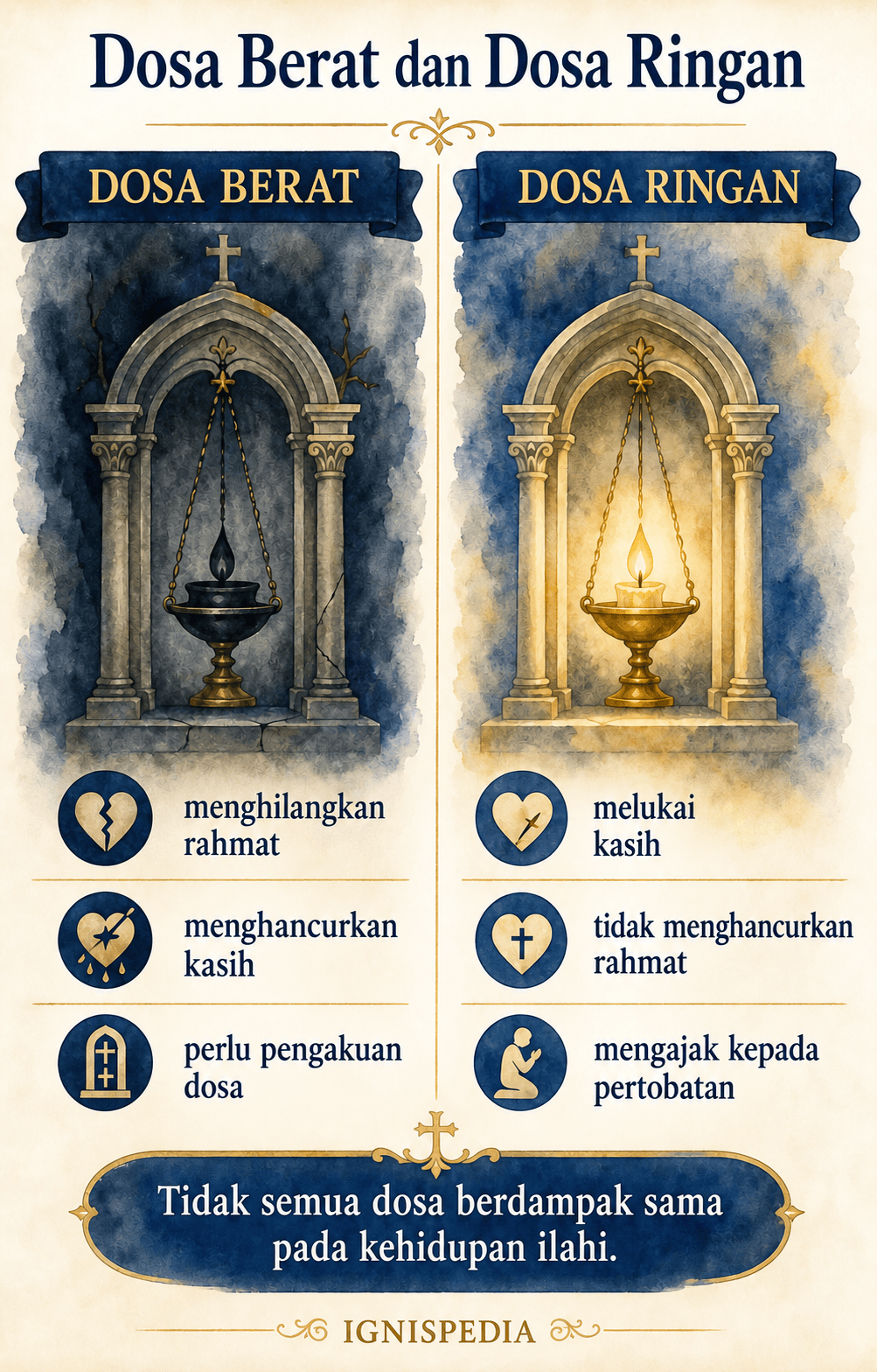 Infografis: dosa berat membuat rahmat pengudus hilang, dosa ringan melukainya tanpa menghancurkannya
