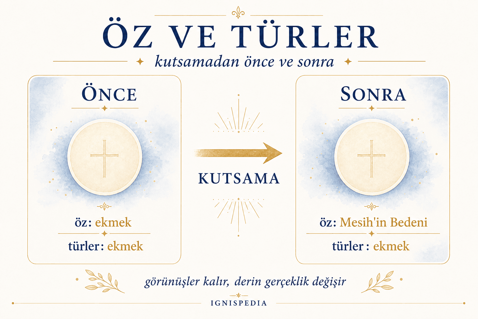Kutsamadan önce ve sonra ekmekteki türleri karşılaştıran infografik: aynı türler, değişen öz