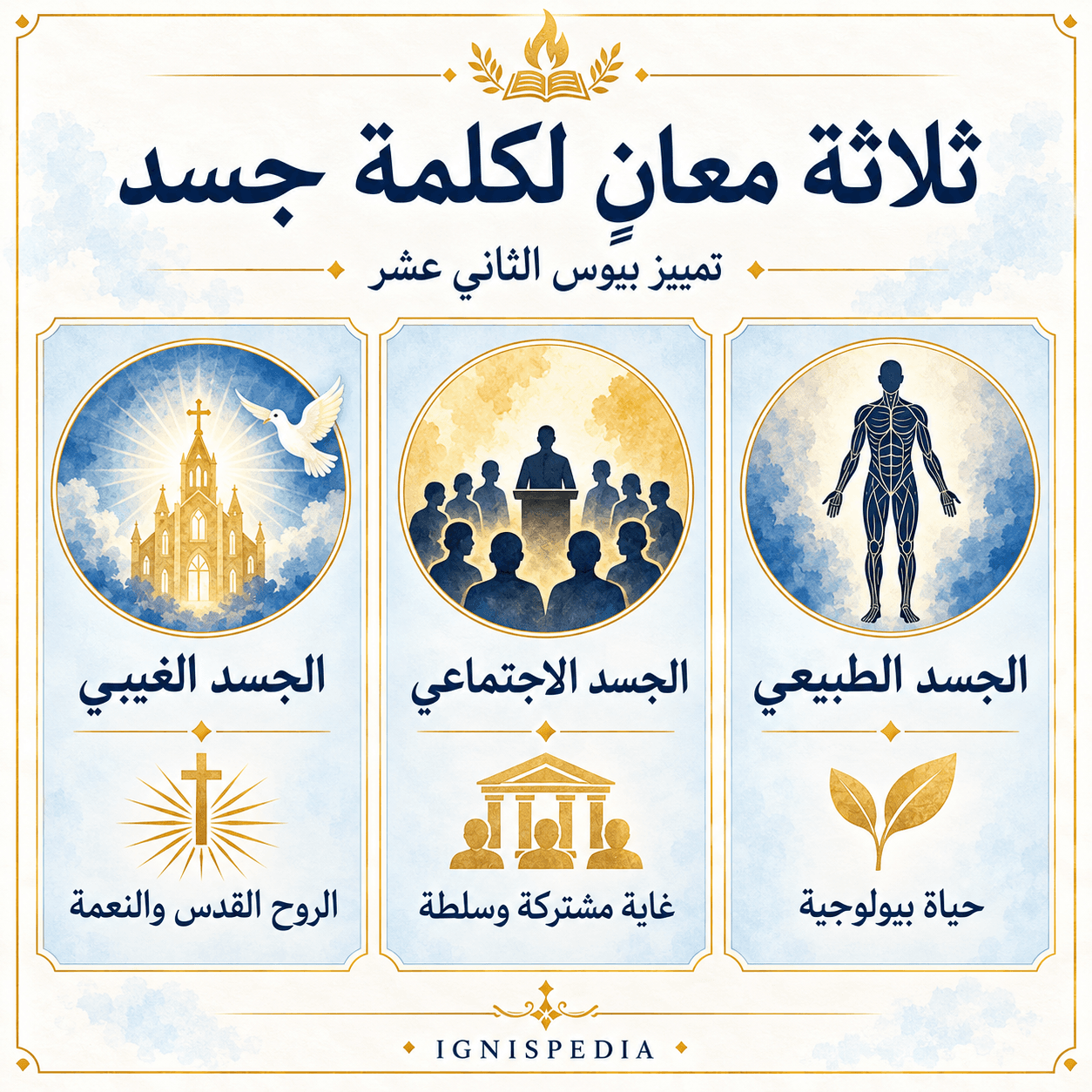 إنفوغرافيا تقارن الجسد الفيزيائي والجسد الأخلاقي والجسد الغيبي