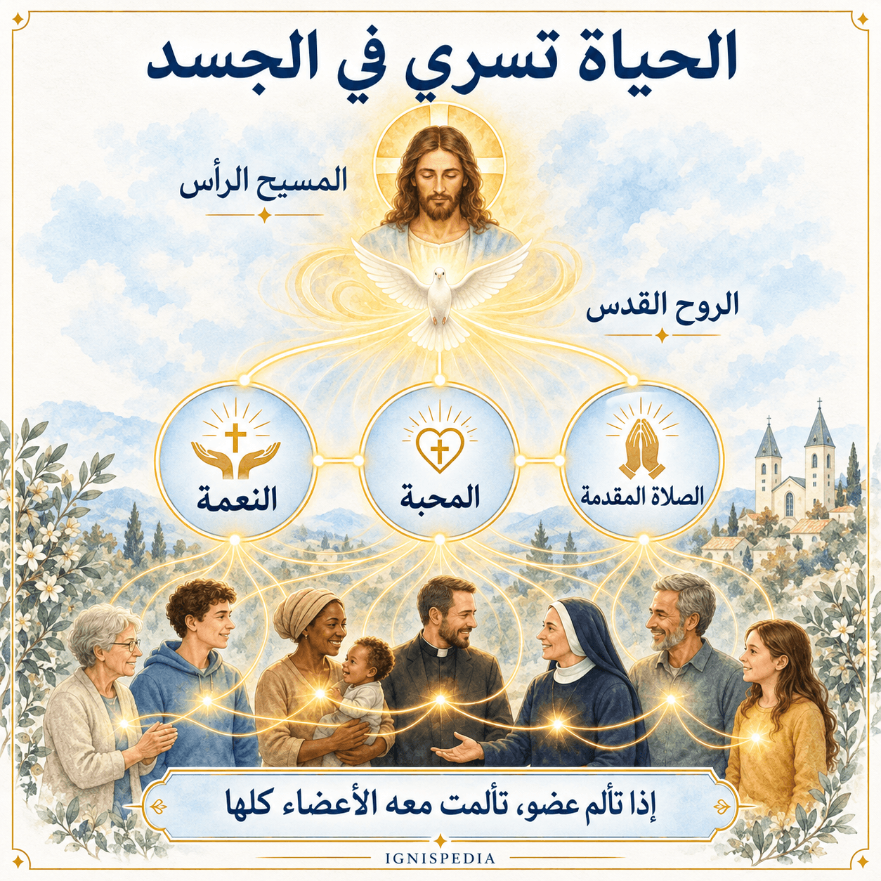 إنفوغرافيا: النعمة والمحبة والصلاة المُقدَّمة تدور في الجسد الغيبي