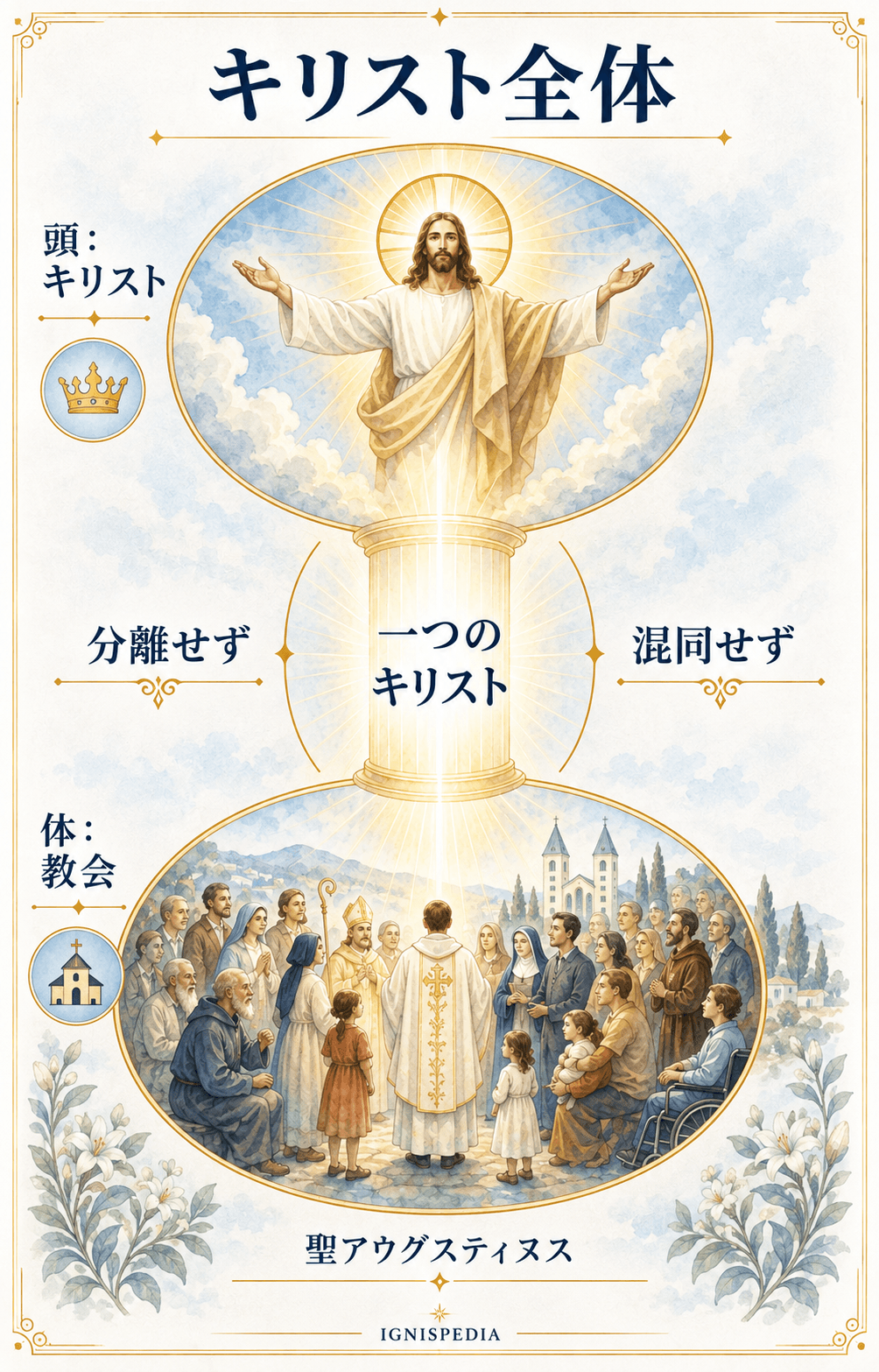 キリスト全体のインフォグラフィック：頭であるキリストと体である教会