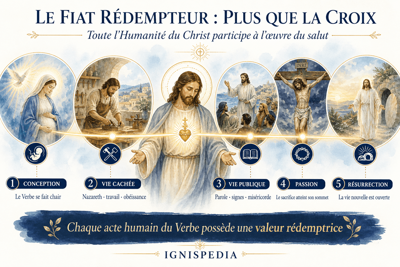 Frise de toute la vie rédemptrice du Christ, de la Conception à la Résurrection