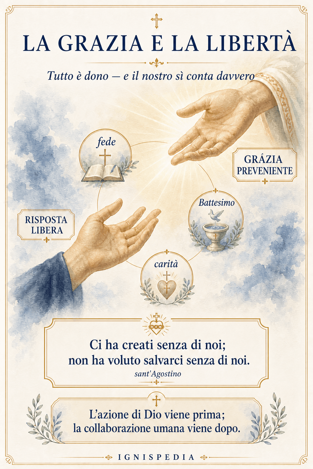 Infografica sulla grazia prima di Dio e la risposta libera dell’uomo