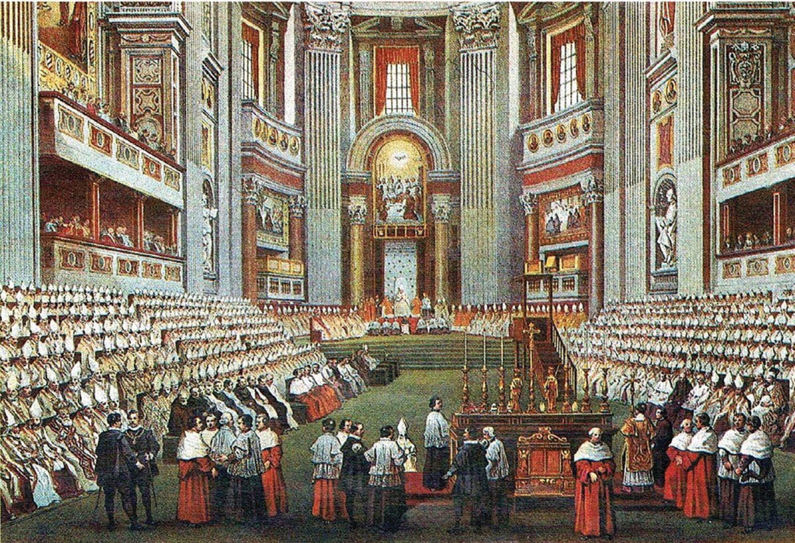 Assemblée du Concile Vatican I à Rome en 1870