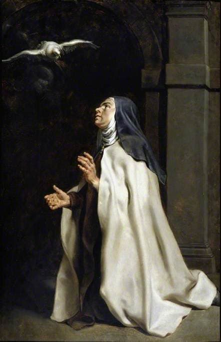 Saint Teresa of Avila receiving the vision of the dove, painted by Peter Paul Rubens in 1614