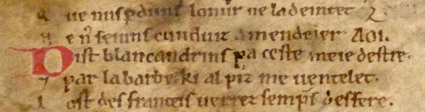 Detail der Oxforder Rolandslied-Handschrift mit AOI