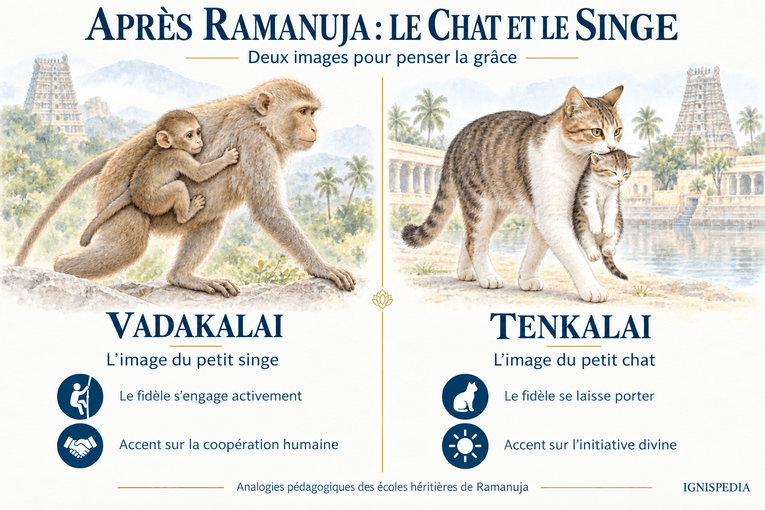 Le petit singe qui s’agrippe et le chaton porté : analogies de la grâce chez les héritiers de Ramanuja