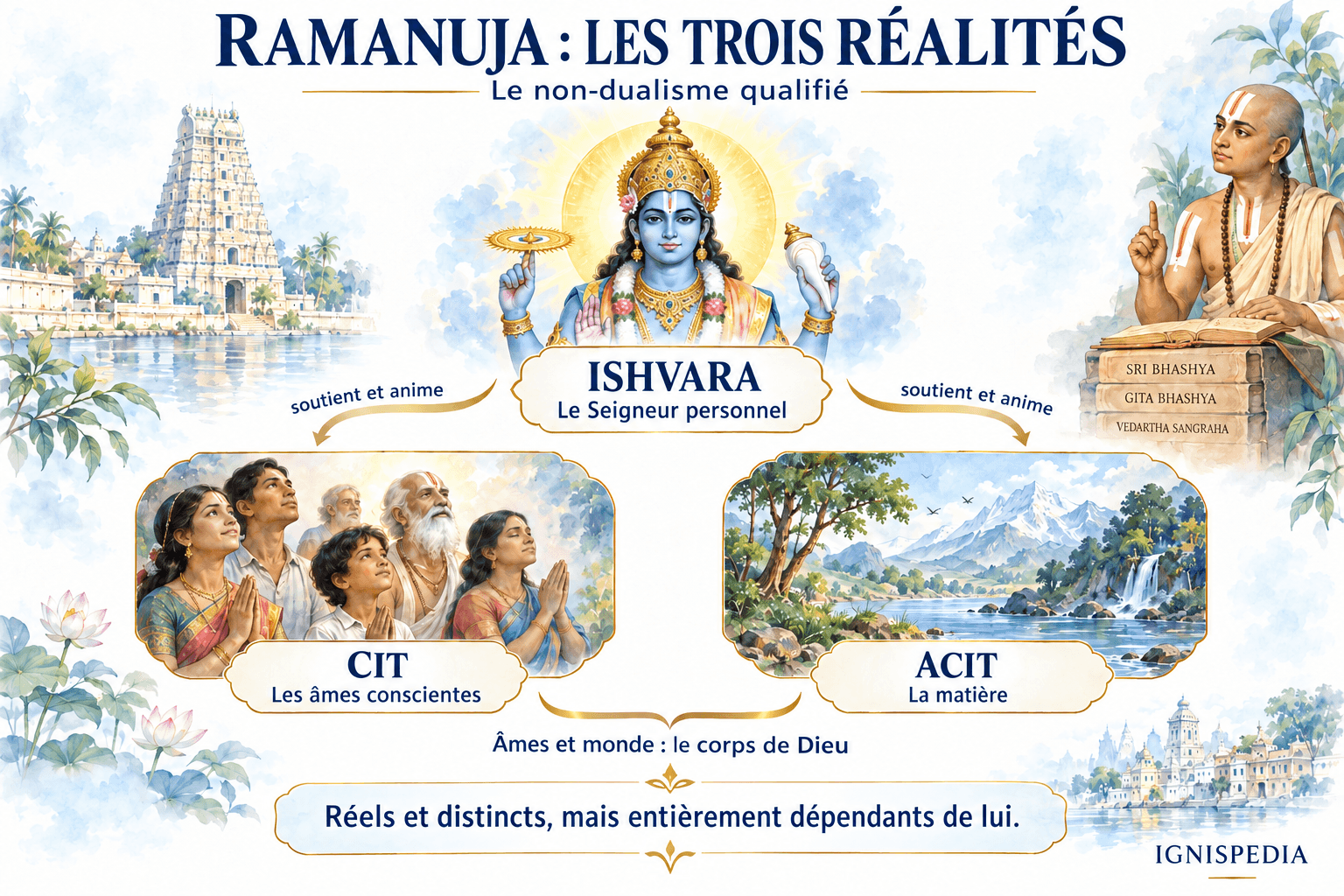Ishvara, les âmes conscientes et la matière : trois réalités distinctes dans la doctrine de Ramanuja