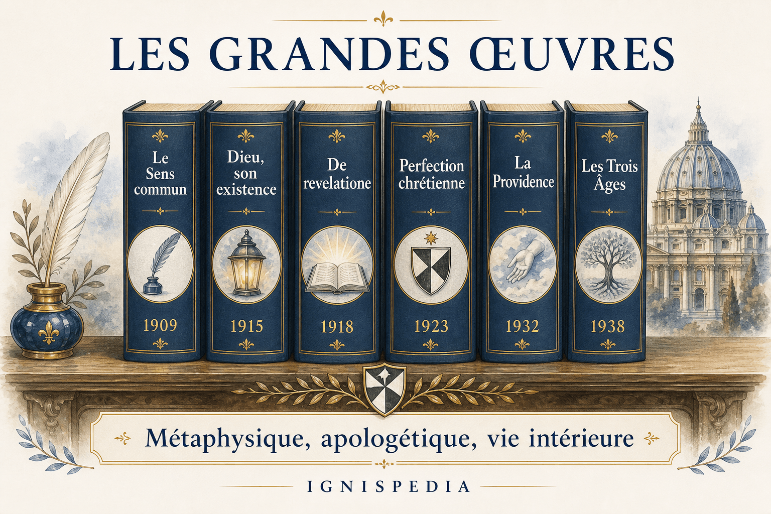 Frise des grandes œuvres de Réginald Garrigou-Lagrange.