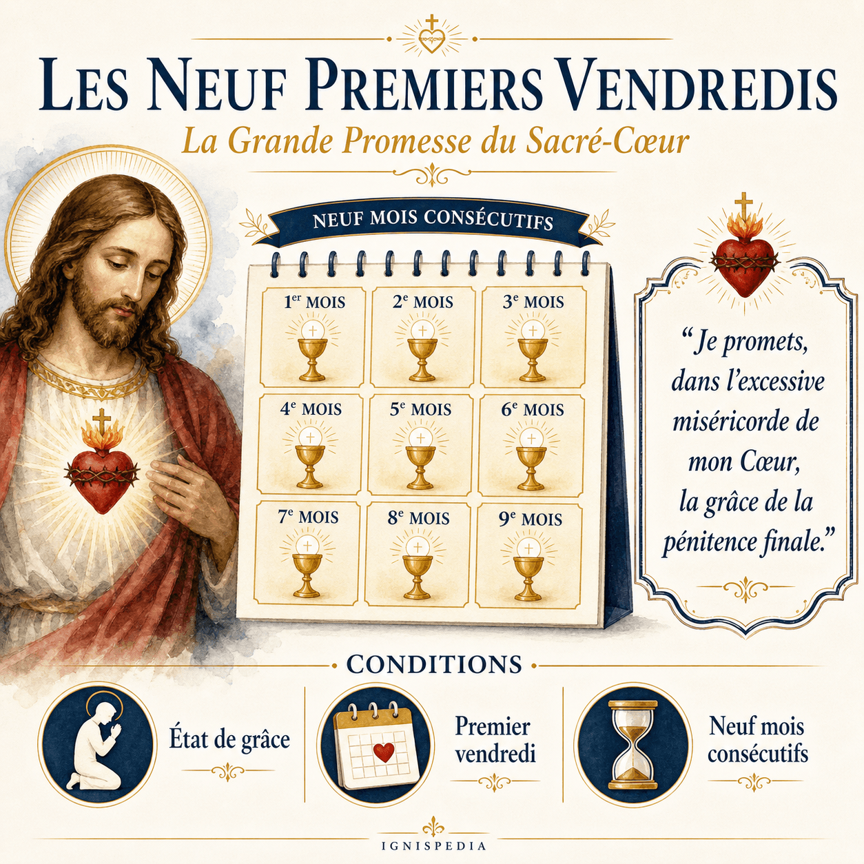 Infographie des Neuf Premiers Vendredis et de la Grande Promesse du Sacré-Cœur
