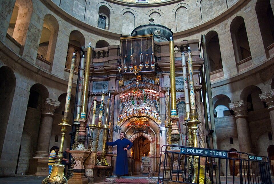 The Edicule of the Holy Sepulchre in Jerusalem — the small structure housing the traditional tomb of Christ.