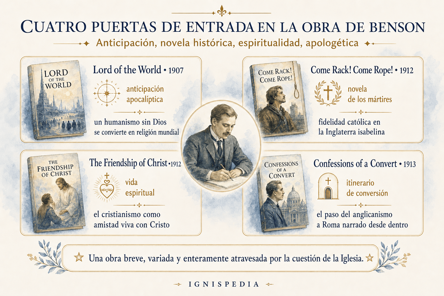 Infografía: cuatro puertas de entrada en la obra de Robert Hugh Benson