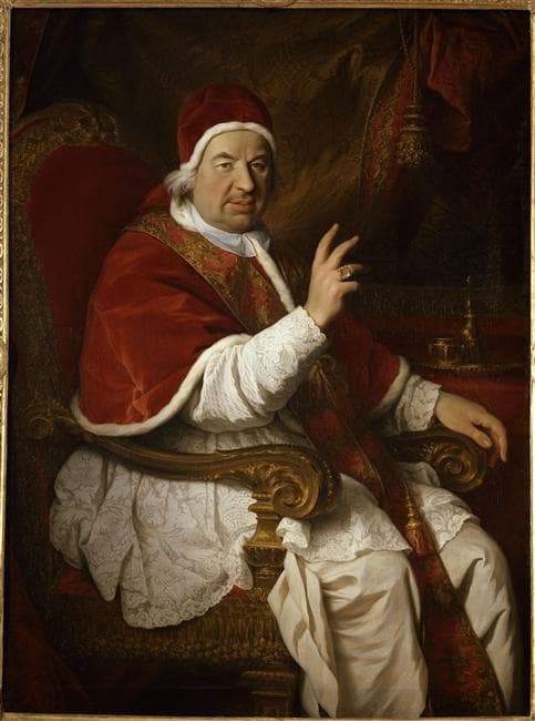 Papst Benedikt XIV. sitzend und segnend, von Pierre Subleyras
