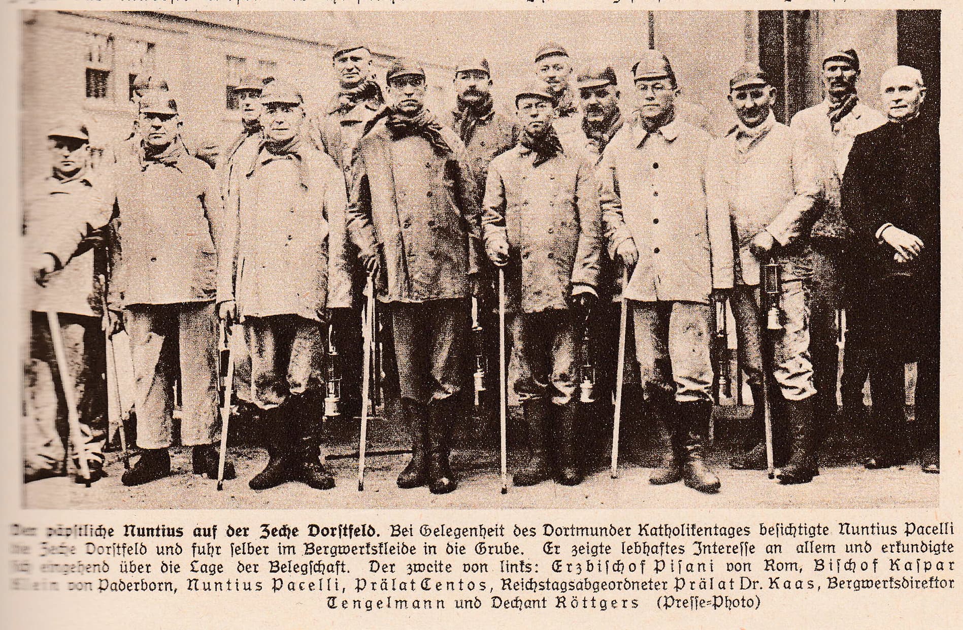 Eugenio Pacelli, nuncio in Bavaria, visiting the Dorstfeld mines in 1927