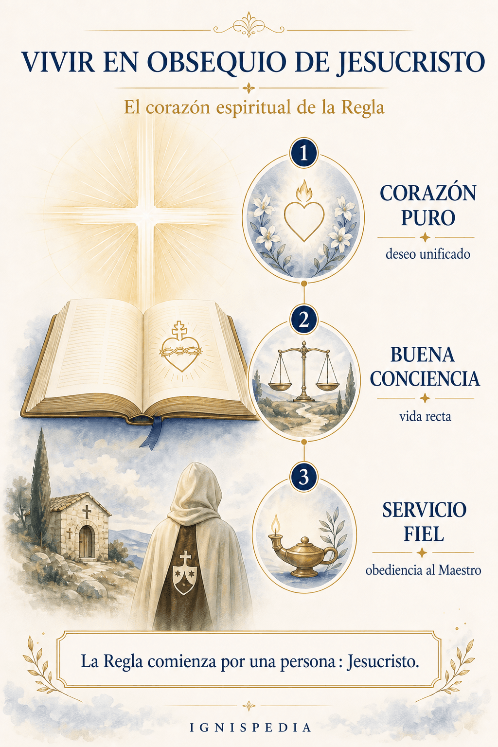 Infografía sobre vivir en obsequio de Jesucristo según la Regla del Carmelo