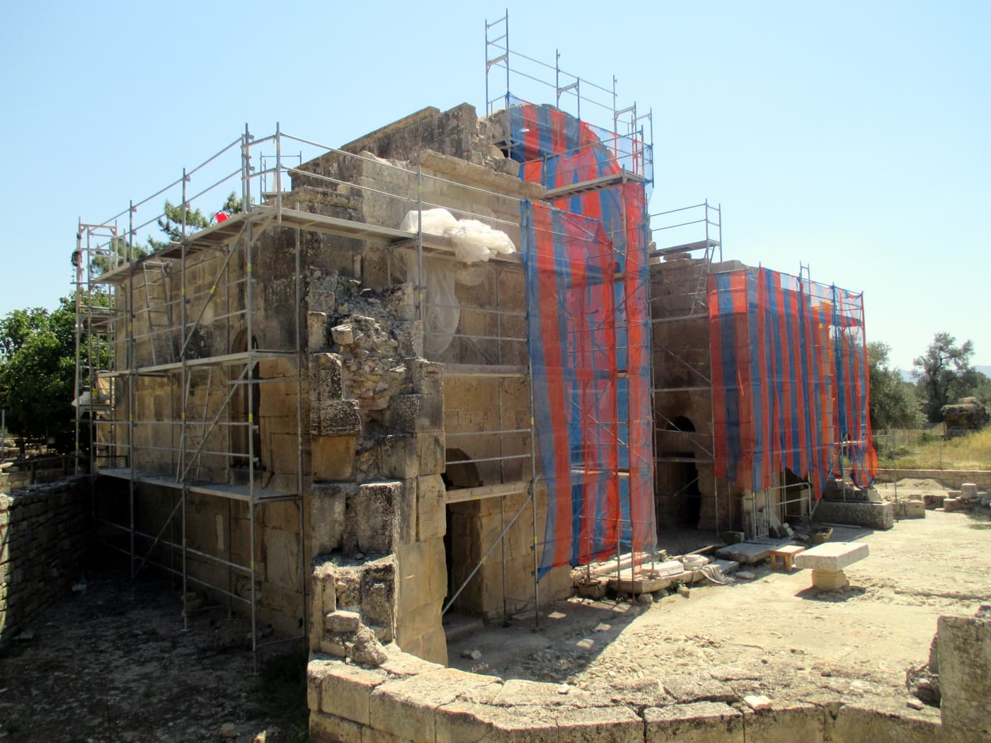 Ruinas de la basílica de San Tito en Gortina en Creta