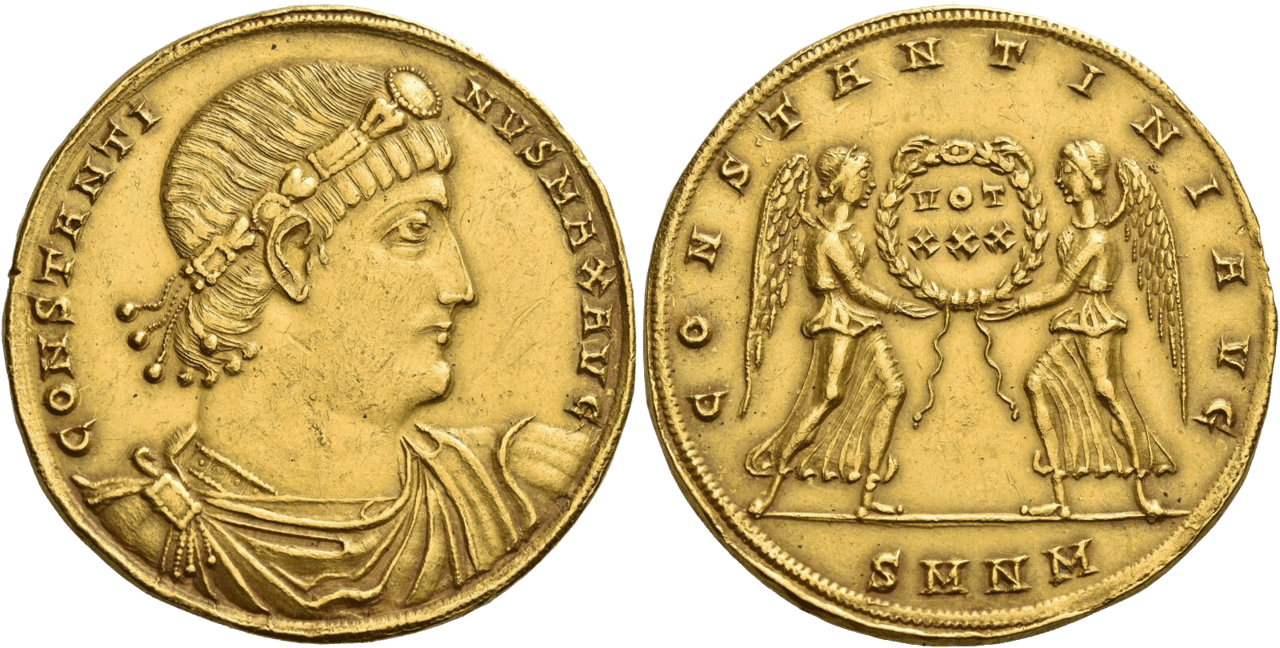 Medallón de oro de Constantino I, Nicomedia, hacia 335-336