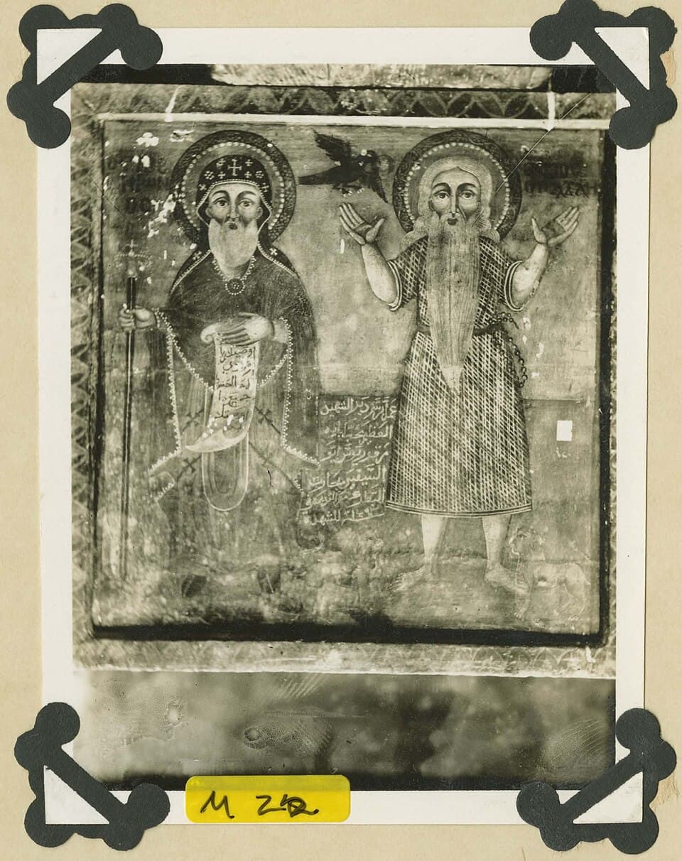 Photographie d’archive d’une icône de saint Antoine et saint Paul de Thèbes