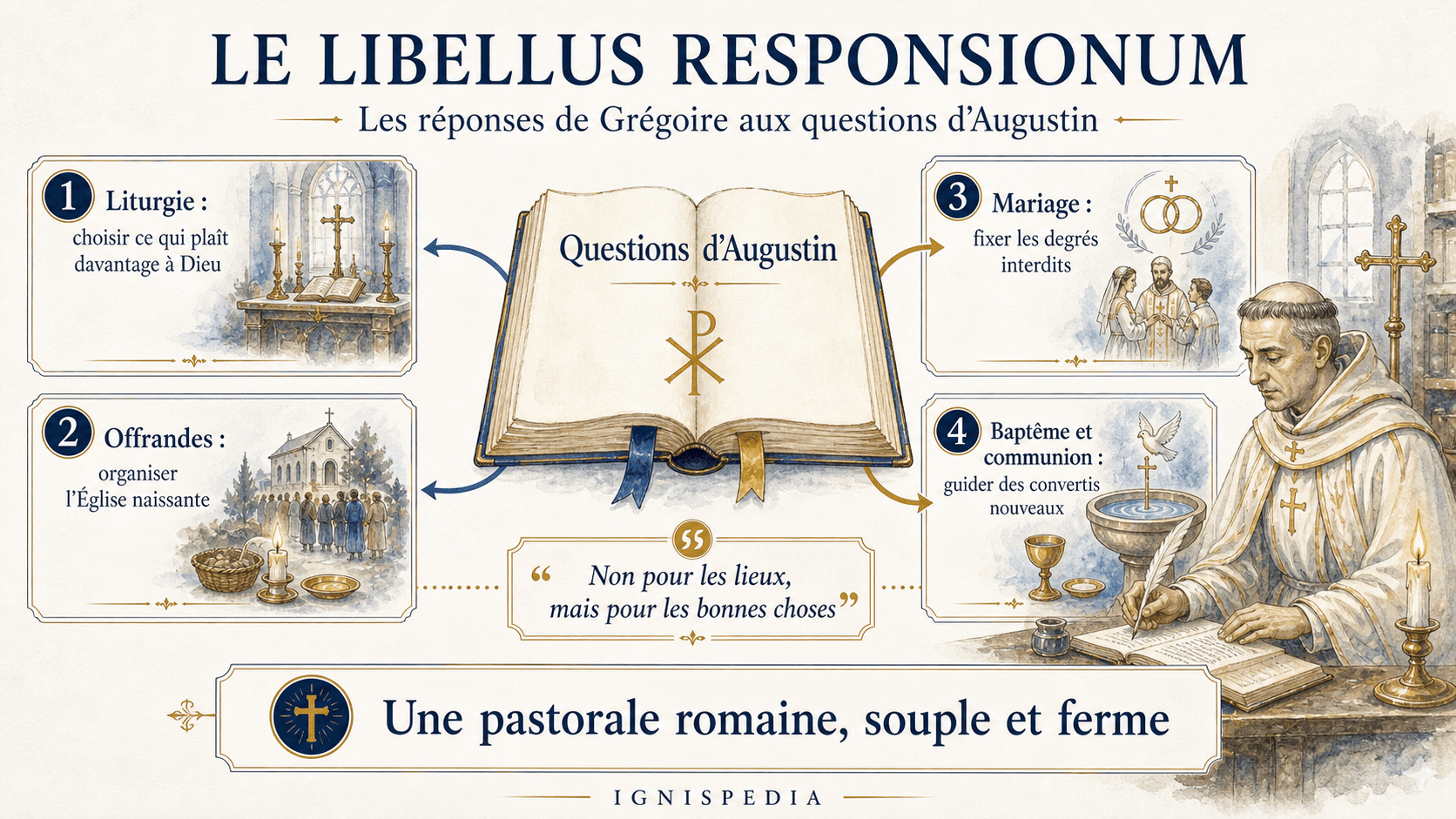 Ignispedia-Infografik zum Libellus responsionum und den Antworten Gregors an Augustinus