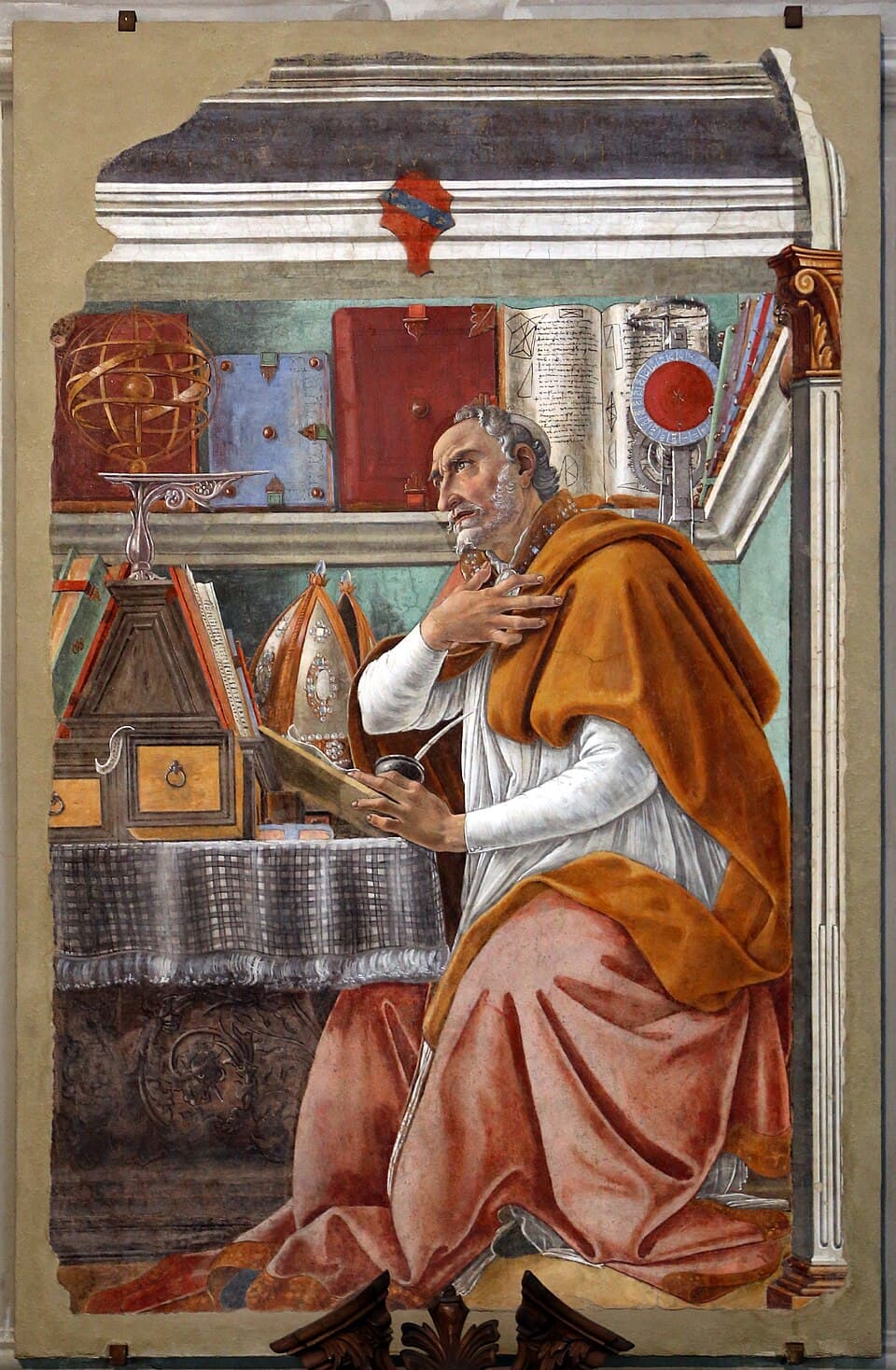 Saint Augustin dans son cabinet de travail, fresque de Sandro Botticelli à Ognissanti, Florence