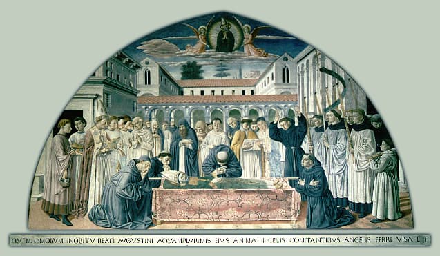 Benozzo Gozzoli, mort de saint Augustin entouré de clercs et de fidèles.