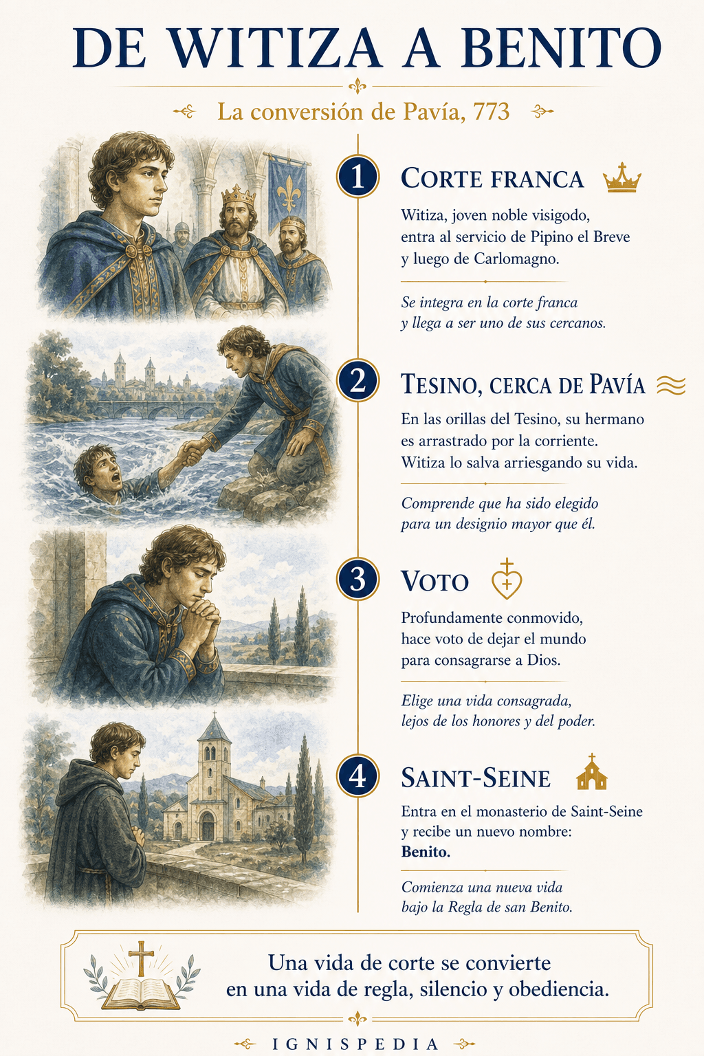 Infografía sobre la conversión de Witiza después del drama de Pavía en 773