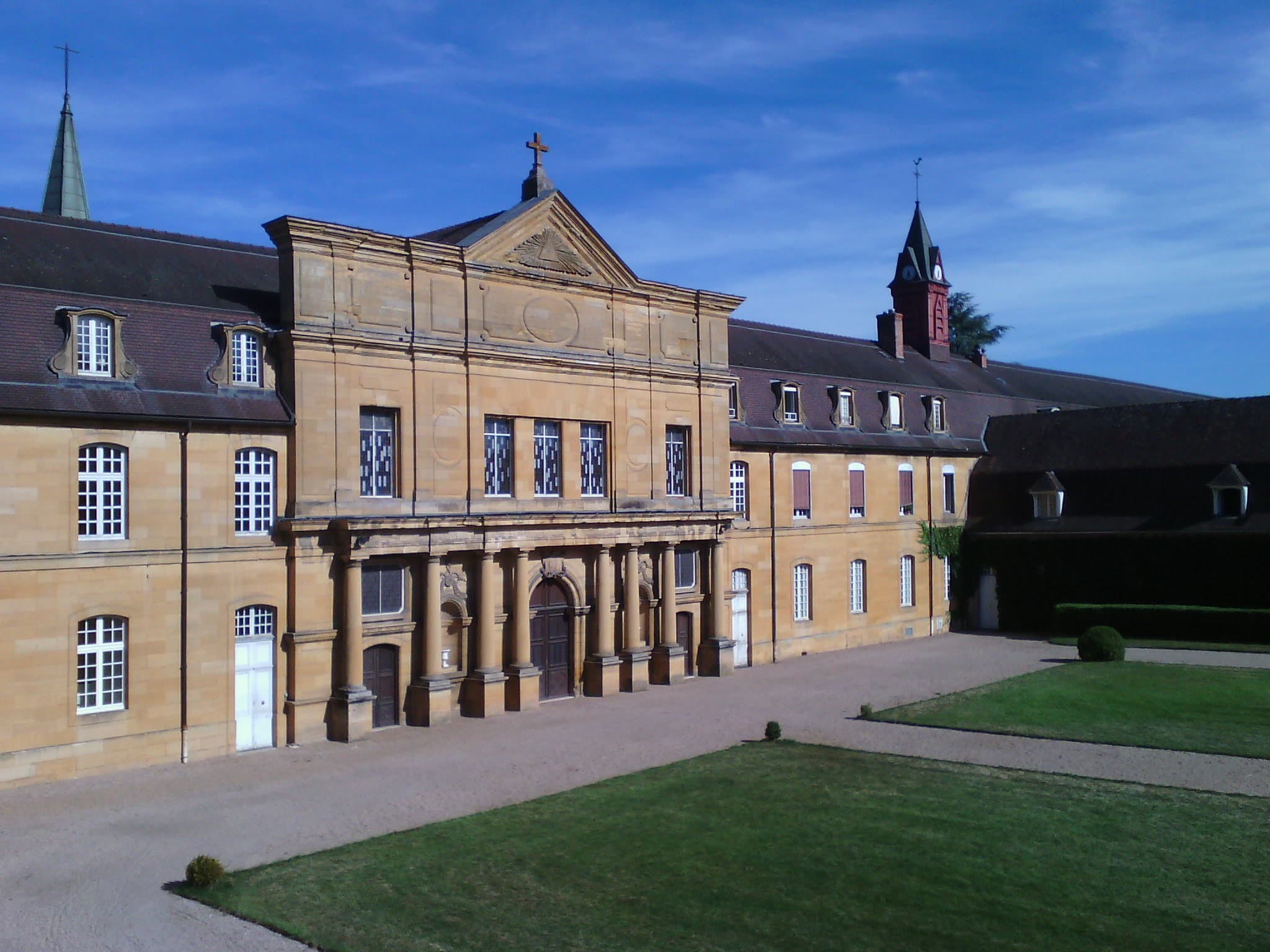 Façade of the abbey church of Sept-Fons