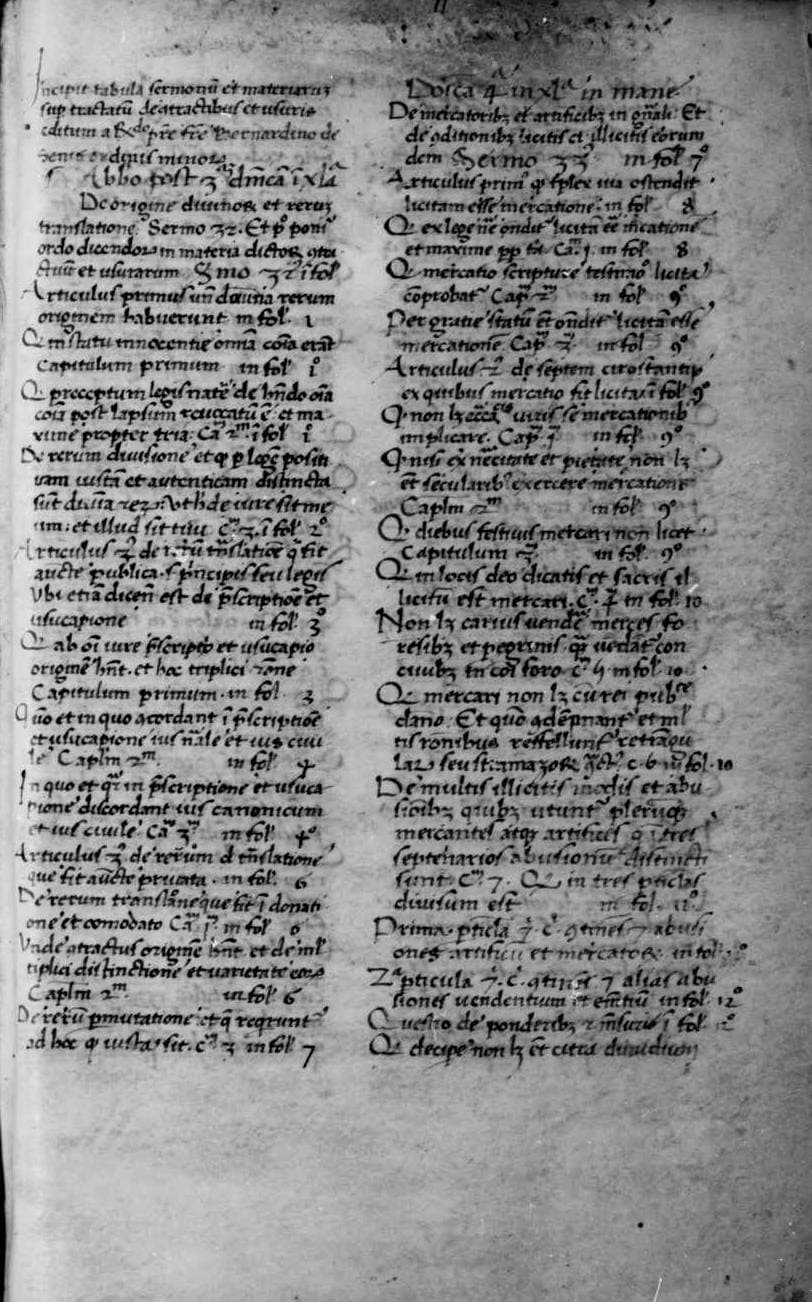 XV-wieczny rękopis Tractatus de contractibus et usuris Bernardyna