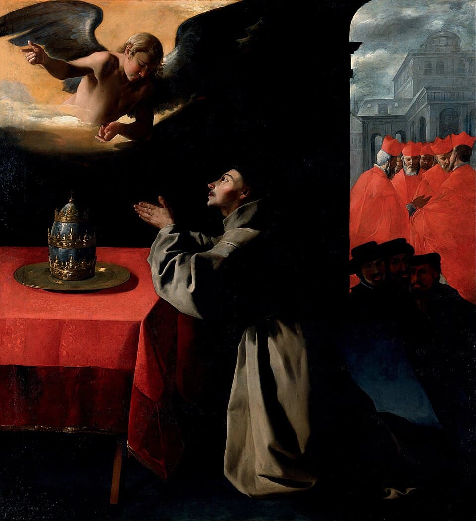 Saint Bonaventure at prayer, painting by Francisco de Zurbarán