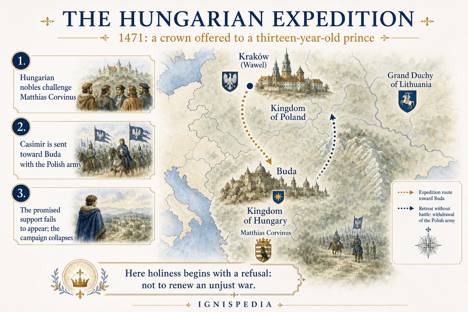 Historical map of Saint Casimir’s 1471 Hungarian expedition