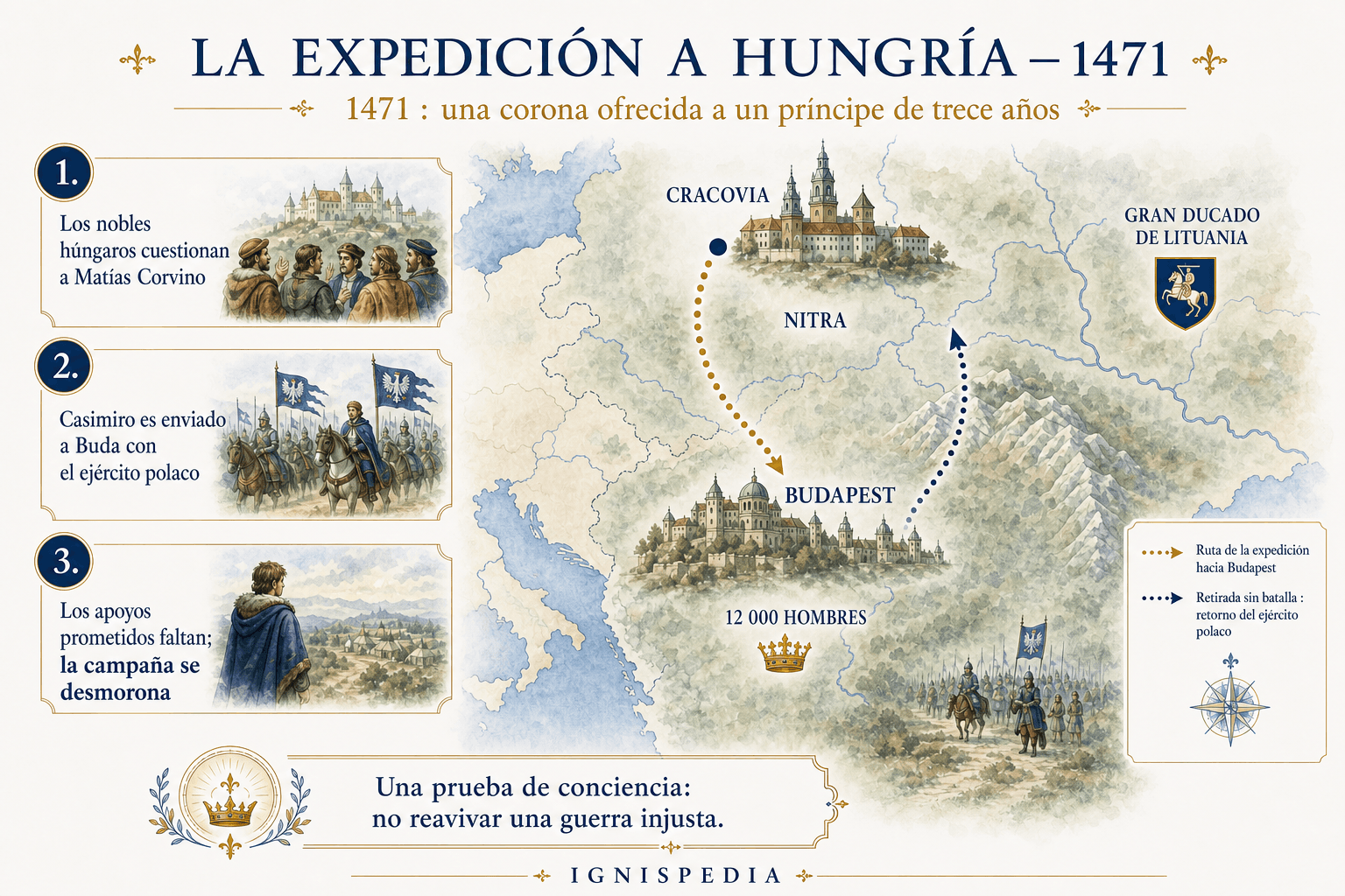 Mapa histórico de la expedición húngara de san Casimiro en 1471