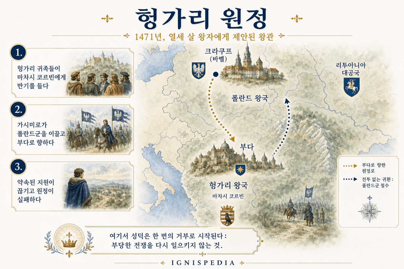 성 가시미로가 이끈 1471년 헝가리 원정의 인포그래픽 지도