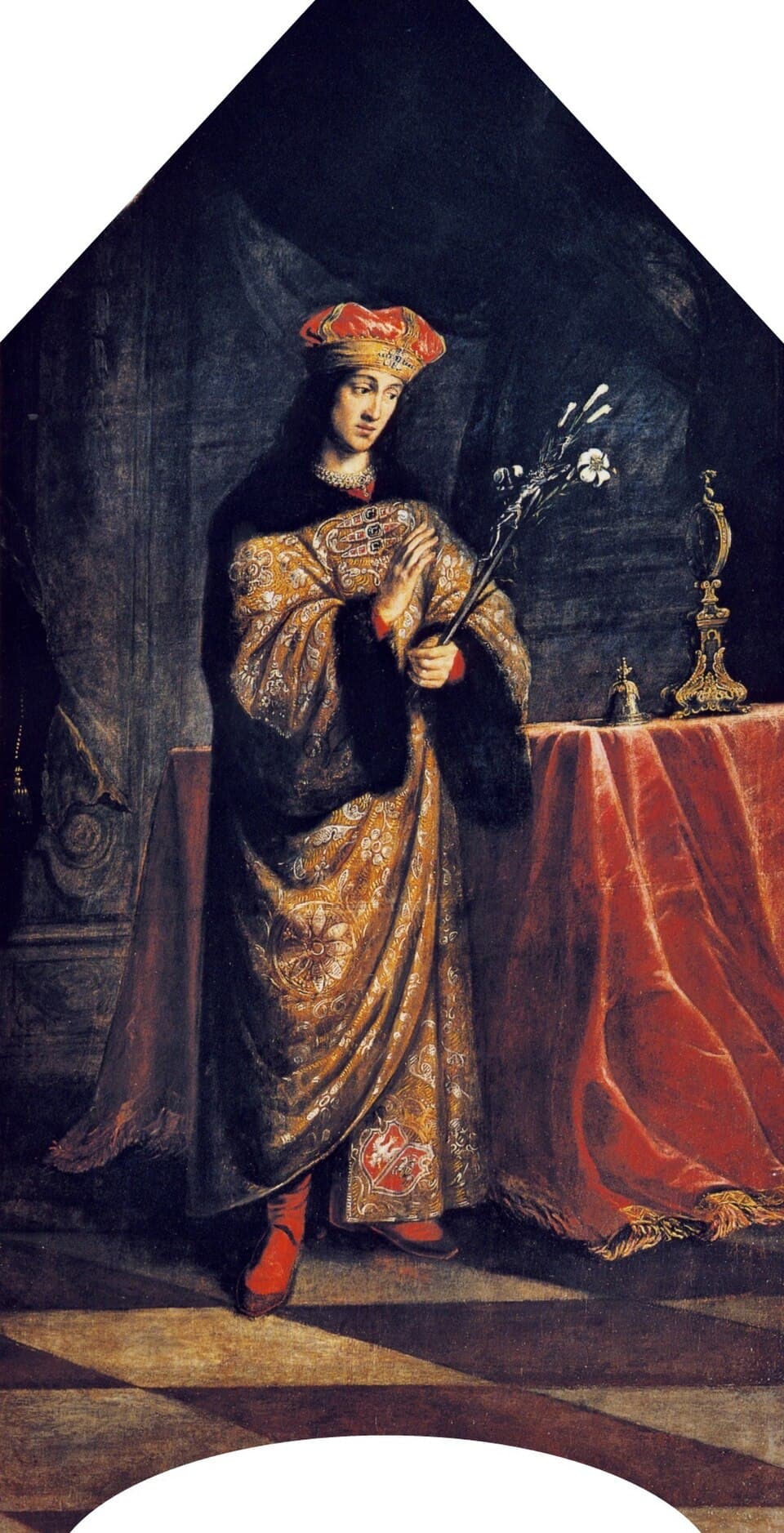 Saint Casimir tenant un lys, peinture de Daniel Schultz