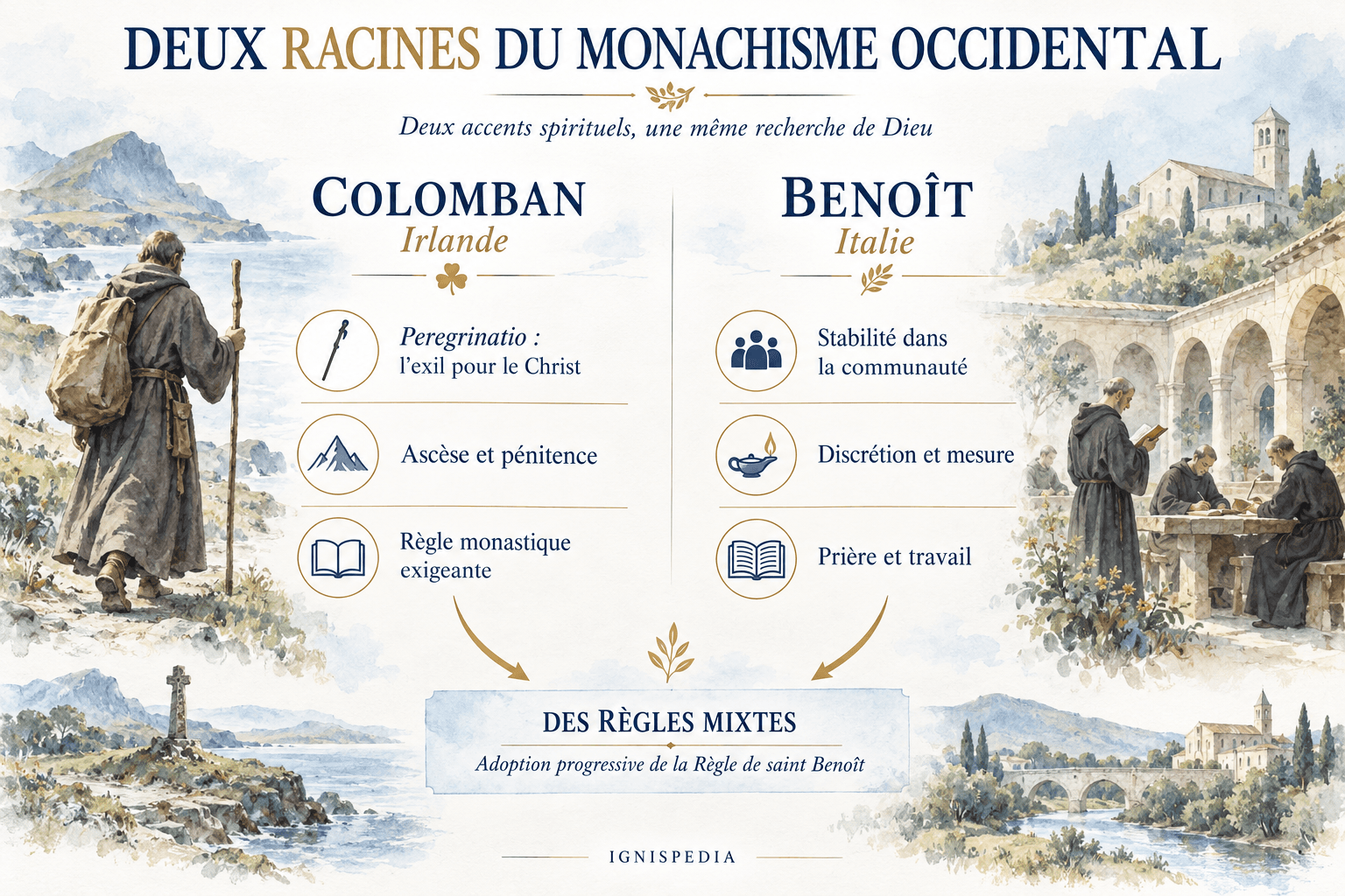 Comparaison des accents spirituels des règles de Colomban et de Benoît