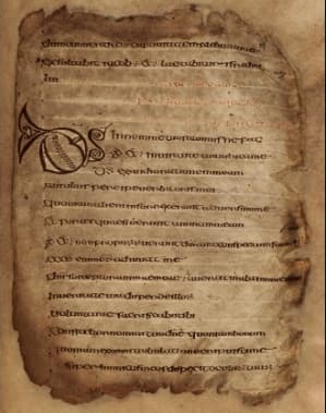 Folio du Cathach de saint Columba, psautier insulaire de la fin du VIe siècle