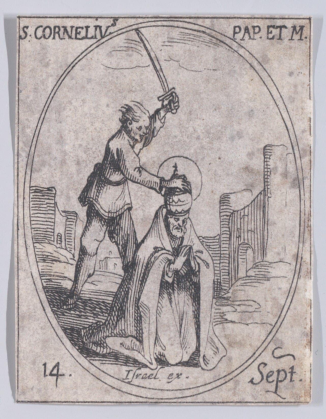 San Cornelio, papa y mártir, grabado de Jacques Callot conservado en el Metropolitan Museum of Art