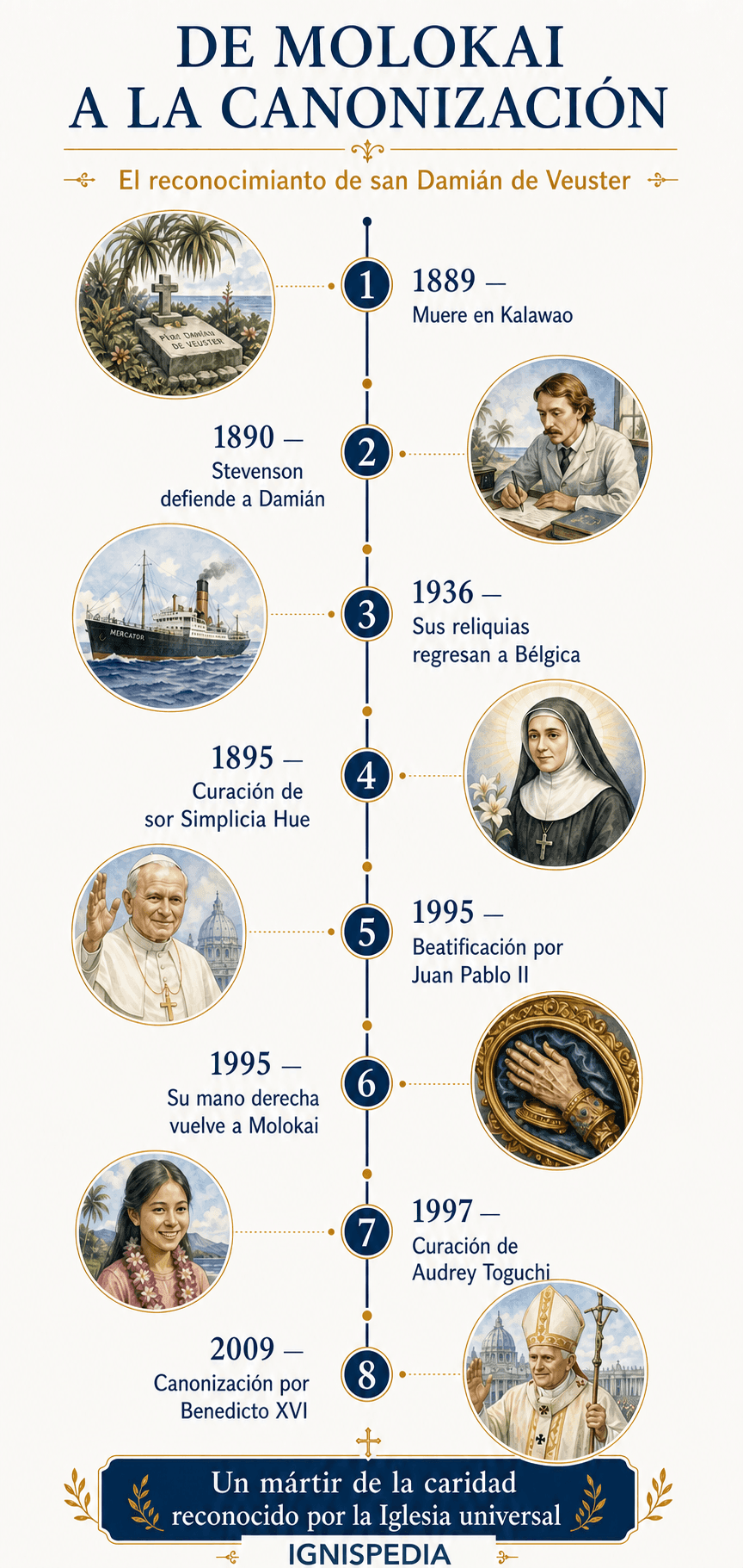 Cronología del reconocimiento eclesial de san Damián, desde su muerte hasta su canonización