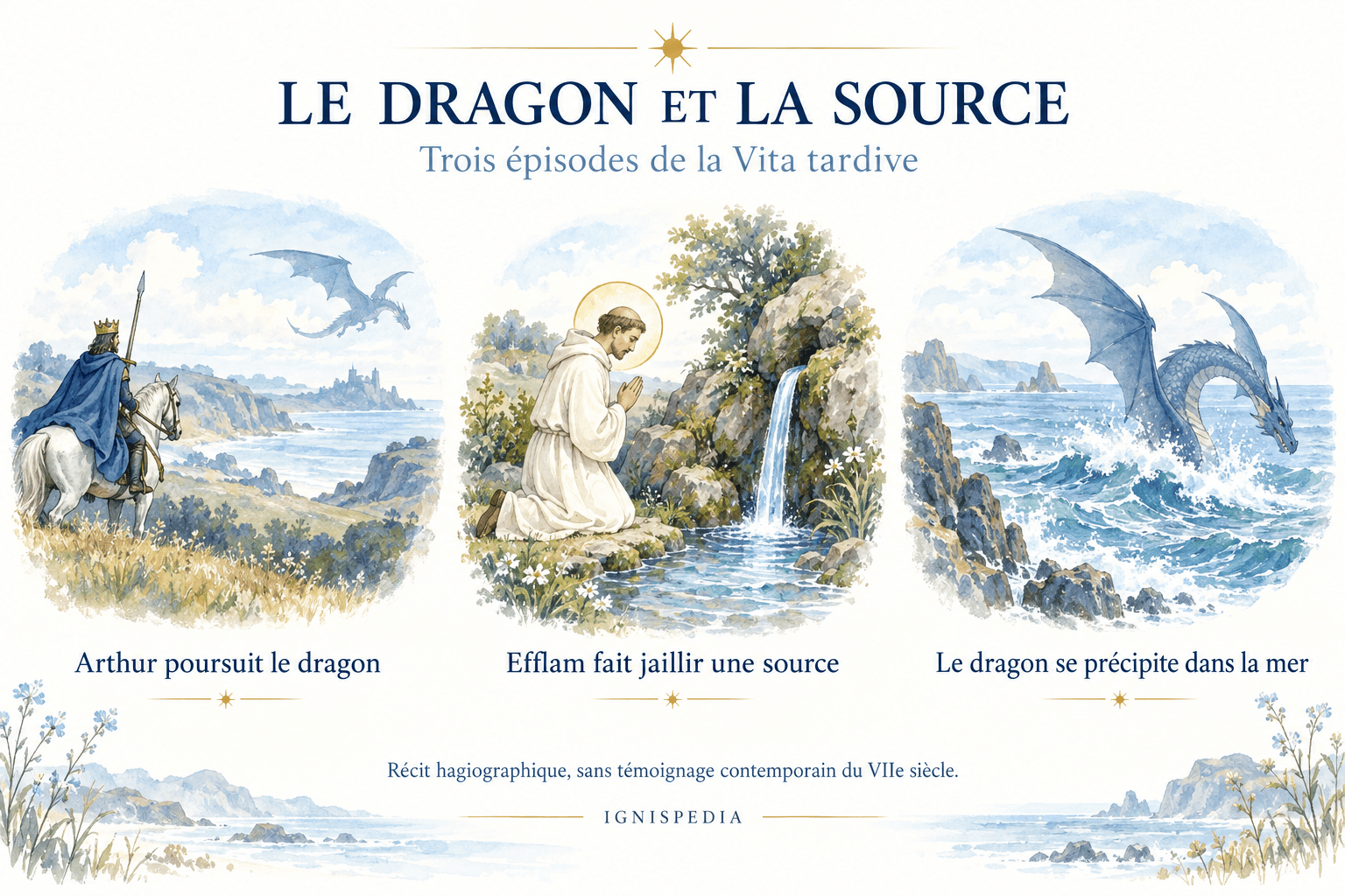 Trois épisodes légendaires de la Vita : Arthur et le dragon, Efflam et la source, le dragon dans la mer