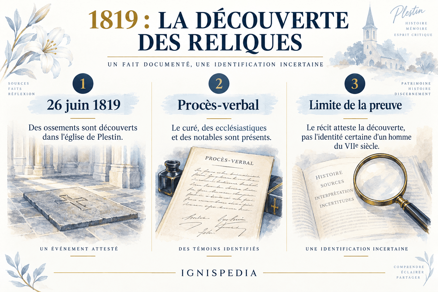 Découverte de 1819, procès-verbal et limite de l'identification des reliques de saint Efflam