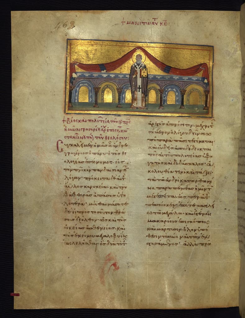 São Gregório o Teólogo no Menológio Imperial, manuscrito Walters