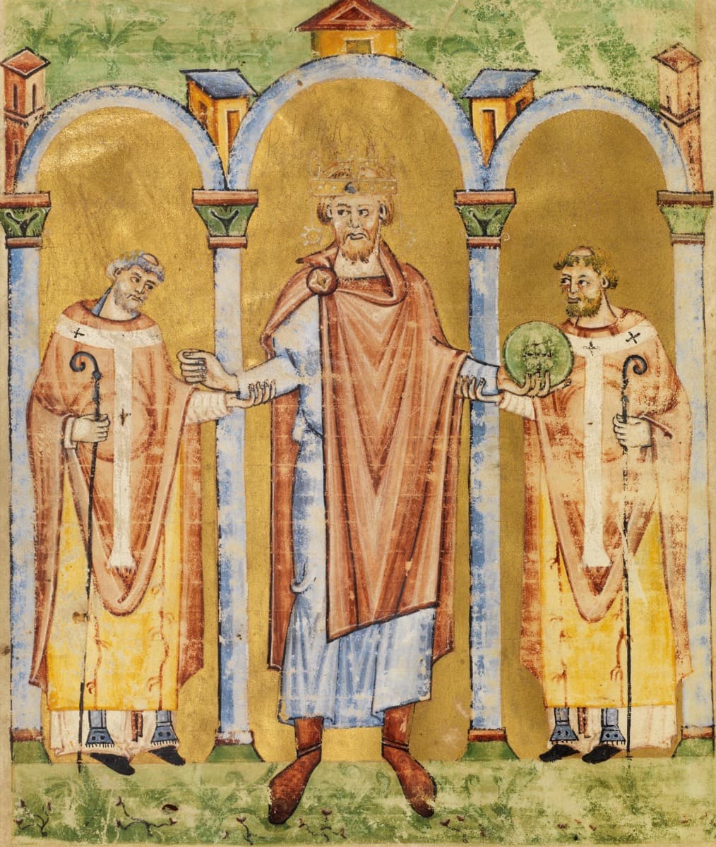 Saint Henry II, Emperor of the Holy Roman Empire, enthroned and crowned in majesty